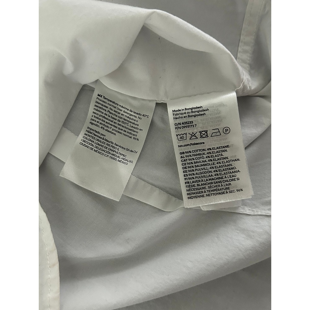 HM Muscle Fit Shirt Small White Grandad Band Collar Long Sleeve Button Up 1494 - Picture 8 of 13